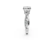 Solitaire Engagement Ring Setting for Princess Cut Center with Half-Pave Crossover Band and Prong Head in Platinum