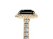 Halo Engagement Ring Setting for Fancy Black Asscher Cut Center with Narrowing Pave Band and Prong Head in Yellow Gold