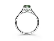 Solitaire Engagement Ring Setting for Fancy Green Cushion Cut Center with Cathedral Band and Prong Head in Platinum