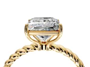 Solitaire Engagement Ring Setting for Princess Cut Center with Plain Twisted Rope Band and Prong Head in Yellow Gold