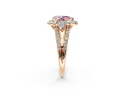 Halo Engagement Ring Setting for Fancy Pink Pear-Shaped Center with Two-Strand Split Shank and Prong Head in Rose Gold