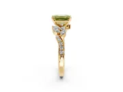 Solitaire Engagement Ring Setting for Fancy Yellow Emerald Cut Center with Marquise Accent Twist Band and Prong Head in Yellow Gold