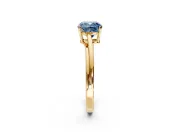 Solitaire Engagement Ring Setting for Fancy Blue Cushion Cut Center with Plain Bypass Twist Band and Prong Head in Yellow Gold