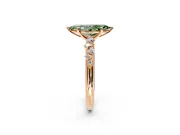 Cluster Engagement Ring Setting for Fancy Green Marquise Center with Round Cut Accent Band and Prong Head in Rose Gold