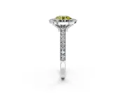 Halo Engagement Ring Setting for Fancy Yellow Round Cut Center with Milgrain Pave Band and Bezel Head in Sterling Silver