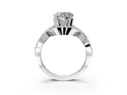 Halo Engagement Ring Setting for Heart-Shaped Center with Pave Infinity Twist Band and Prong Head in Platinum