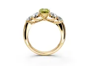 Cluster Engagement Ring Setting for Fancy Yellow Emerald Cut Center with Round Cut Accent Frame and Prong Head in Yellow Gold