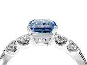 5 Stone Engagement Ring Setting for Fancy Blue Radiant Cut Center with Plain Band and Prong Head in White Gold