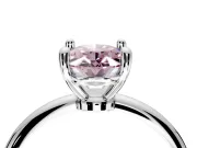 Minimalist Solitaire Engagement Ring Setting for Fancy Pink Oval Center with Thin Band and Prong Head in Platinum