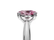 Solitaire Engagement Ring Setting for Fancy Pink Oval Center with Reverse Tapered Band and Prong Head in Sterling Silver