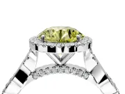 Halo Engagement Ring Setting for Fancy Yellow Round Cut Center with Twist Band and Prong Head in White Gold