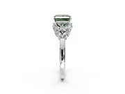 Leaf Cluster Engagement Ring Setting for Fancy Green Princess Cut Center with Marquise Accents and Prong Head in Platinum