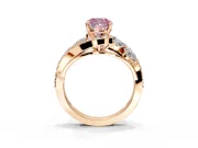 Halo Engagement Ring Setting for Fancy Pink Cushion Cut Center with Marquise and Pave Bypass Band and Prong Head in Rose Gold