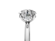 Hidden Halo Engagement Ring Setting for Round Cut Center with Thin Rounded Band and Prong Head in Sterling Silver
