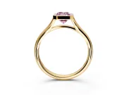 Solitaire Engagement Ring Setting for Fancy Pink Emerald Cut Center with V Split Shank and Bezel Head in Yellow Gold