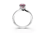 Solitaire Engagement Ring Setting for Fancy Pink Radiant Cut Center with Raised Channel Band and Prong Head in Sterling Silver