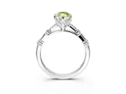 Baguette Engagement Ring Setting for Fancy Yellow Marquise Center with Alternating Bar-Set Band and Prong Head in White Gold