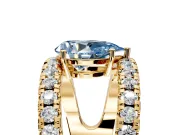 Solitaire Engagement Ring Setting for Fancy Blue Pear-Shaped Center with Wide-Open Split Shank and Prong Head in Yellow Gold