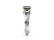 Solitaire Engagement Ring Setting for Fancy Green Asscher Cut Center with Pave and Plain Crossover Band and Prong Head in Platinum