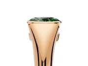 Tension Engagement Ring Setting for Fancy Green Oval Center with Wide Tapered Band and Tension Head in Rose Gold