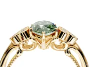 Cluster Engagement Ring Setting for Fancy Green Marquise Center with Bezel Accent Clusters and Prong Head in Yellow Gold