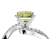 Solitaire Engagement Ring Setting for Fancy Yellow Princess Cut Center with Pave Bypass Swirl Band and Prong Head in Sterling Silver