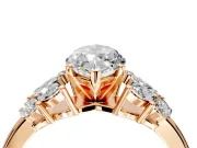Leaf Cluster Engagement Ring Setting for Marquise Center with Marquise Accents and Prong Head in Rose Gold