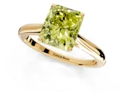 Solitaire Engagement Ring Setting for Fancy Yellow Radiant Cut Center with Narrow Cathedral Band and Prong Head in Yellow Gold