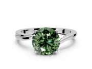 Solitaire Engagement Ring Setting for Fancy Green Round Cut Center with Plain Bypass Twist Band and Prong Head in Sterling Silver