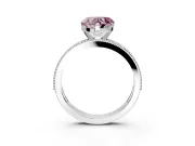 Milgrain Pave Engagement Ring Setting for Fancy Pink Heart-Shaped Center with Accent Band and Prong Head in Platinum