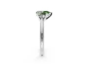 Solitaire Engagement Ring Setting for Fancy Green Pear-Shaped Center with Knife Ridge Band and Claw Prong Head in Sterling Silver