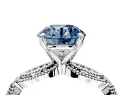 Solitaire Engagement Ring Setting for Fancy Blue Round Cut Center with Marquise Panel Band and Prong Head in Sterling Silver