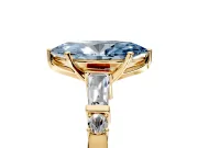 Bar-Set Engagement Ring Setting for Fancy Blue Marquise Center with Tapered Baguette Accents and Prong Head in Yellow Gold
