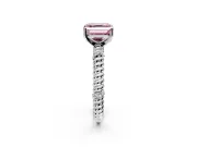 Rope Engagement Ring Setting for Fancy Pink Asscher Cut Center with Accent Shoulders and Prong Head in Platinum