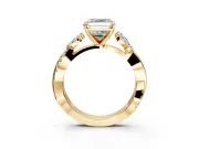 Floral Engagement Ring Setting for Asscher Cut Center with Trailing Marquise Accents and Prong Head in Yellow Gold
