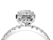 Solitaire Engagement Ring Setting for Radiant Cut Center with Band of Accents and Prong Head in Platinum