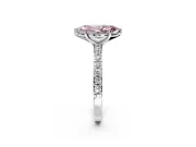 Solitaire Engagement Ring Setting for Fancy Pink Marquise Center with Round Cut Pave Band and Prong Head in Platinum