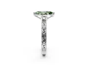Solitaire Engagement Ring Setting for Fancy Green Marquise Center with Scrollwork Band and Prong Head in Sterling Silver