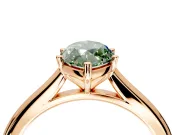 Solitaire Engagement Ring Setting for Fancy Green Marquise Center with Narrow Cathedral Band and Prong Head in Rose Gold
