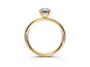 Hidden Halo Engagement Ring Setting for Emerald Cut Center with Thin Rounded Band and Prong Head in Yellow Gold