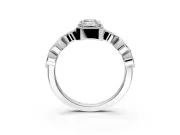 Vintage Station Engagement Ring Setting for Emerald Cut Center with Accents and Prong Head in Platinum