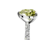 Solitaire Engagement Ring Setting for Fancy Yellow Heart-Shaped Center with Pave Accents and Prong Head in Platinum