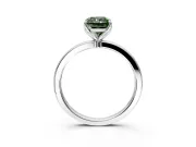 Solitaire Engagement Ring Setting for Fancy Green Radiant Cut Center with Thin Rounded Plain Band and Prong Head in Platinum