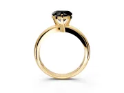 Solitaire Engagement Ring Setting for Fancy Black Heart-Shaped Center with Wire Band and Prong Head in Yellow Gold