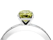 Solitaire Engagement Ring Setting for Fancy Yellow Emerald Cut Center with Channel Baguette Band and Prong Head in Platinum