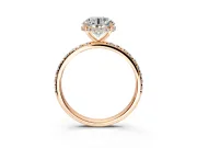 Hidden Halo Engagement Ring Setting for Round Cut Center with Pave Band and Prong Head in Rose Gold