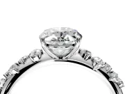 Cluster Engagement Ring Setting for Oval Center with Round Cut Accent Band and Prong Head in White Gold