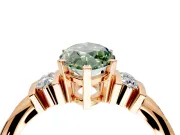Solitaire Engagement Ring Setting for Fancy Green Marquise Center with Grooved Bar Accent Band and Prong Head in Rose Gold