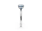 Hidden Halo Engagement Ring Setting for Fancy Blue Princess Cut Center with Thin Rounded Band and Prong Head in Sterling Silver