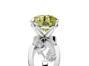 Solitaire Engagement Ring Setting for Fancy Yellow Round Cut Center with Criss-Cross Accent Band and Prong Head in Platinum